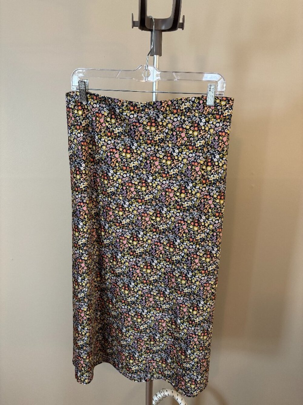 LOFT floral silk midi skirt
